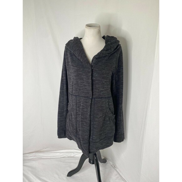 Lululemon Women’s Jacket Grey Black Athletica Hooded Button Sweatshirt Size 6 - Picture 4 of 8